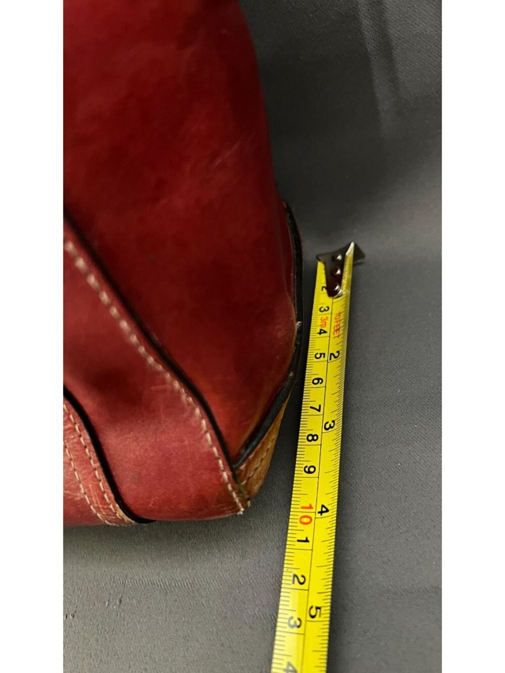 Fossil Red Leather Tote Bag W/ Key Charm & Dual Straps - Picture 11 of 16